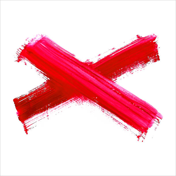 istock X - Red handwritten letter on white background. Acrylic colors. 507772723