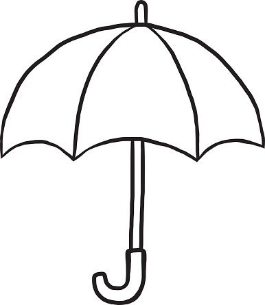 umbrella / cartoon vector and illustration, black and white, hand drawn, sketch style, isolated on white background.