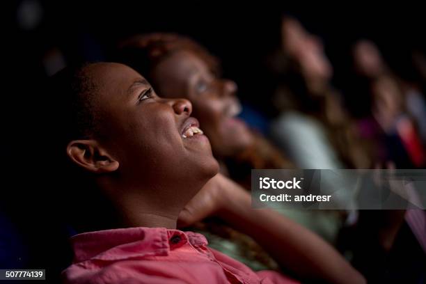 Happy People At The Cinema Stock Photo - Download Image Now - Movie Theater, Child, Audience