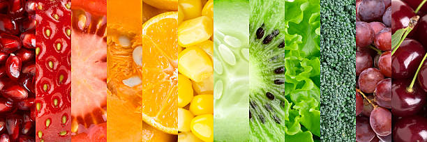colección de diferentes frutas y vegetales - kiwi vegetable cross section fruit fotografías e imágenes de stock