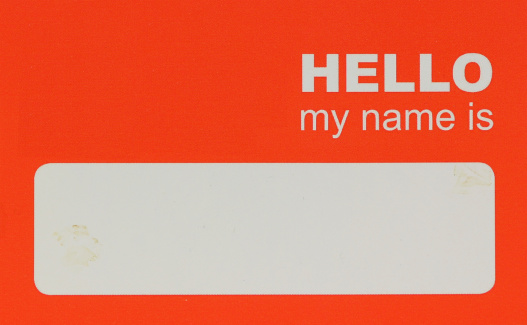 red white blank empty name tag sticker