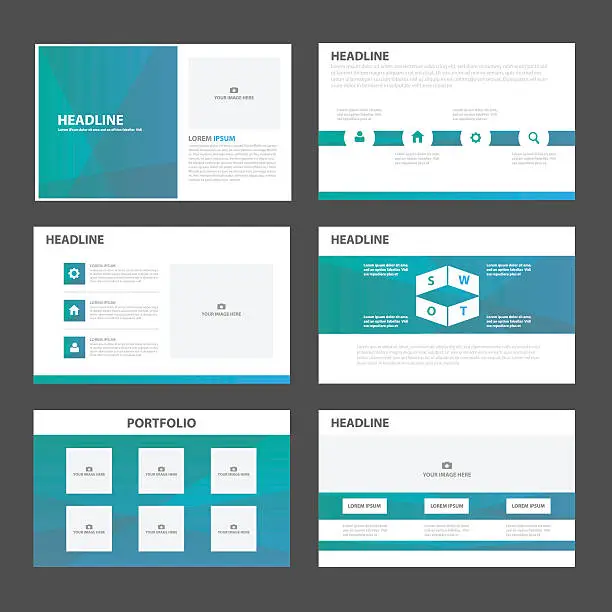 Vector illustration of Blue Green presentation templates Infographic elements flat design