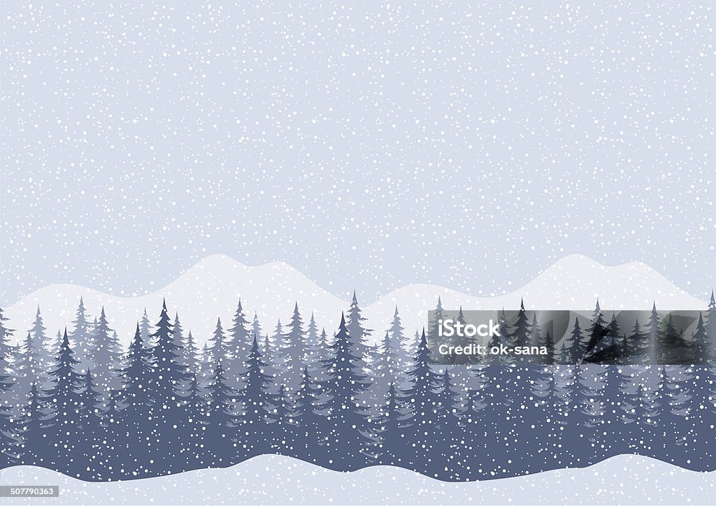 Nahtlose winter Landschaft mit Tannen - Lizenzfrei Winter Vektorgrafik