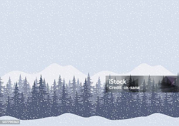 Nahtlose Winter Landschaft Mit Tannen Stock Vektor Art und mehr Bilder von Winter - Winter, Freisteller – Neutraler Hintergrund, Schnee