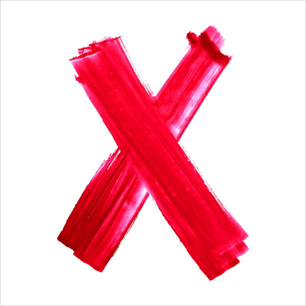istock X - Red handwritten letter on white background. Acrylic colors. 507790649