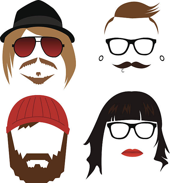 Hipster Faces Vector illustration of hipster faces. rockabilly hair men stock illustrations