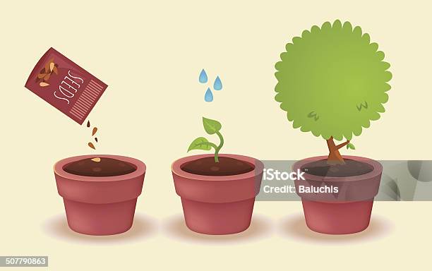 Watering A Plant Stock Illustration - Download Image Now - Agriculture, Bicycle, Biology