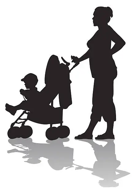 Vector illustration of Mother with child on walk