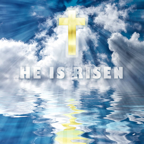 istock HE IS RISEN - Illustration - Cross in Heavens 507792516
