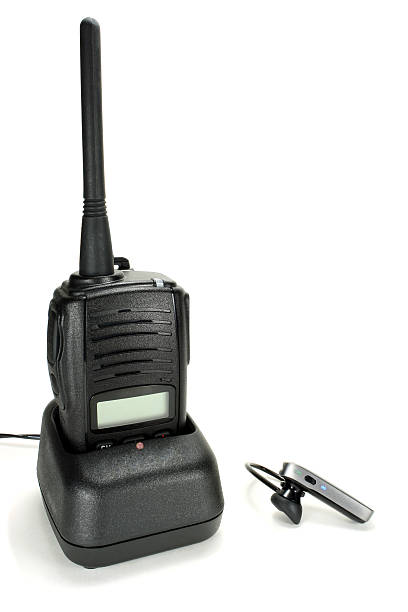istock Portable walkie-talkie with headset isolated on a white background 507793412