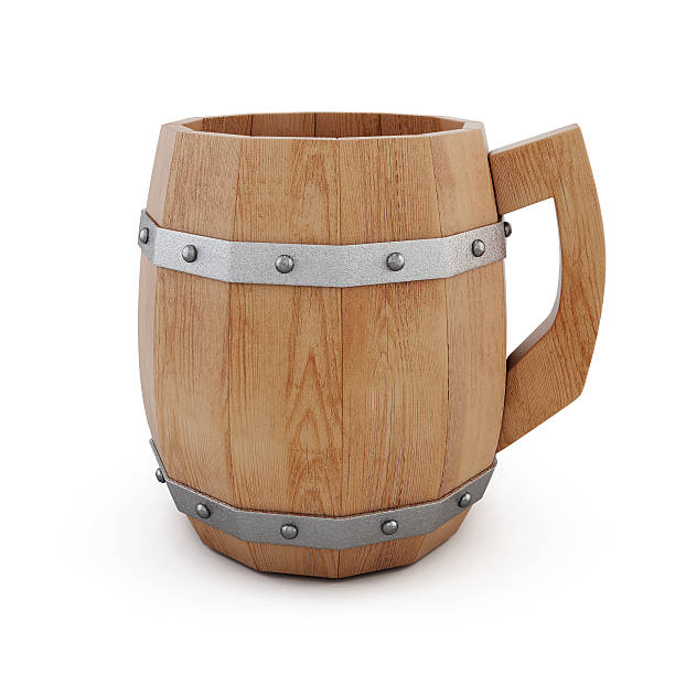istock Wooden empty beer mug on a white background. 3d rendering 507793572