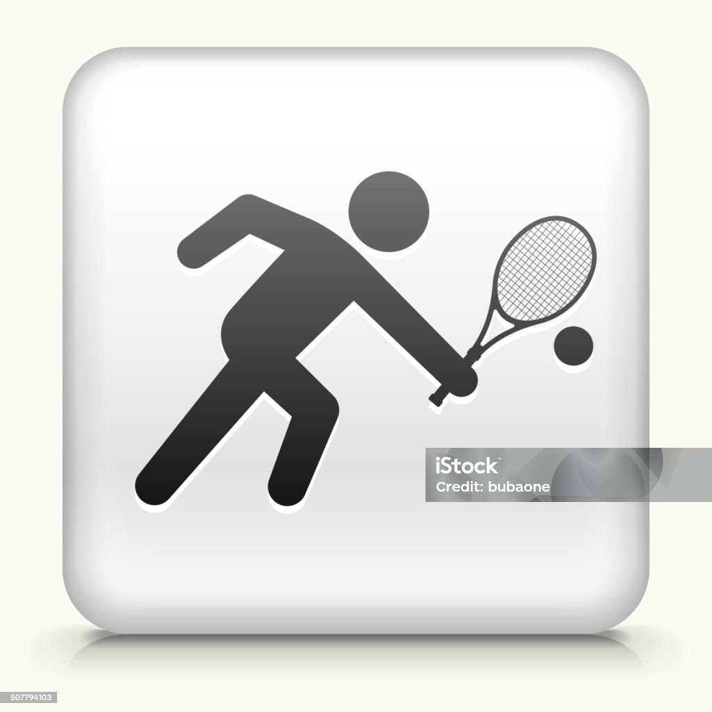 Square Button with Tennis royalty free vector art White Square Button with Tennis Icon Athlete stock vector