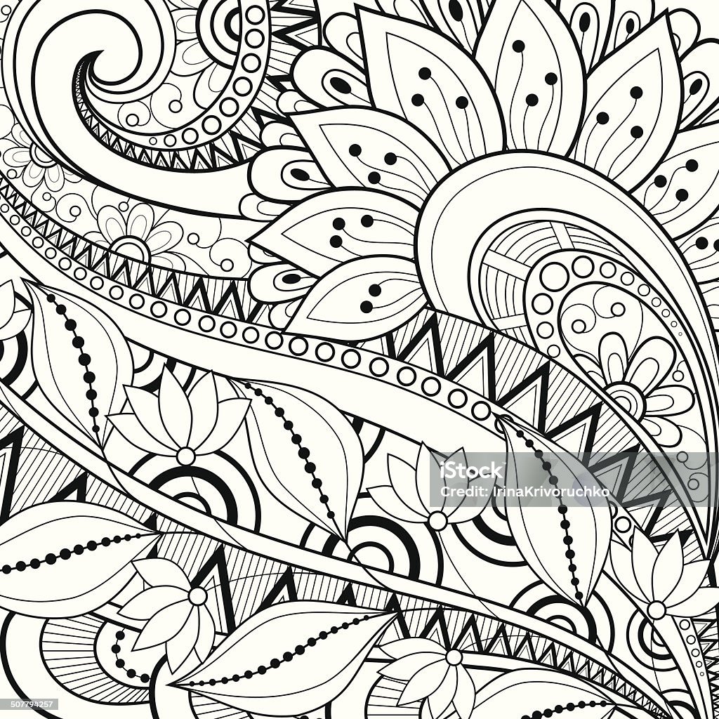 Vector Monochrome Floral Background Vector Monochrome Floral Background. Hand Drawn Texture with Flowers Autumn stock vector