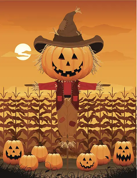 Vector illustration of Pumpkin Scarecrow