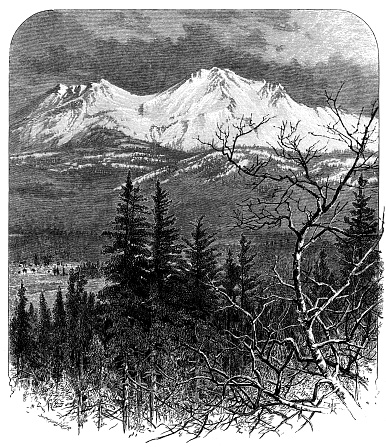 Antique illustration of Mount Shasta