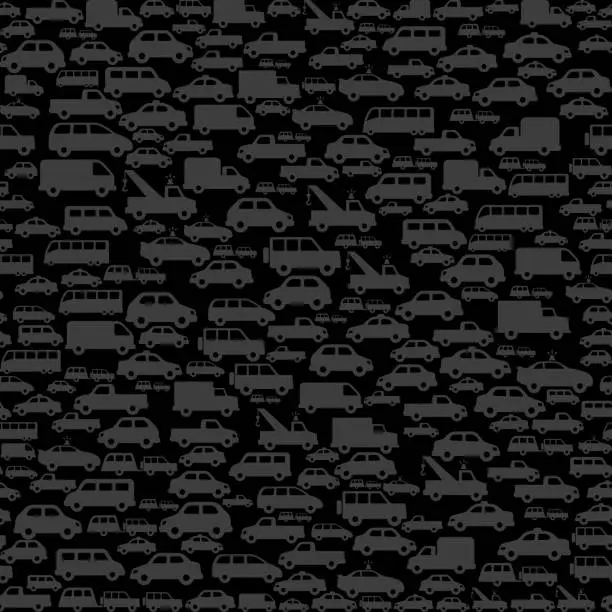 Vector illustration of Cars royalty free vector art Pattern on Seamless Background