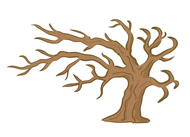Vector illustration of old brown vector tree
