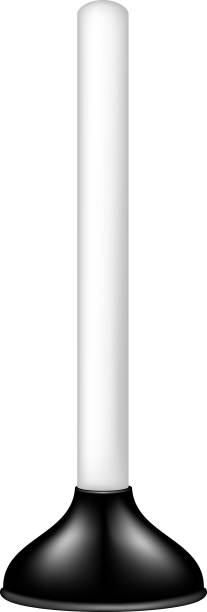 Plunger with white handle Plunger with white handle isolated on white background stuck in room stock illustrations