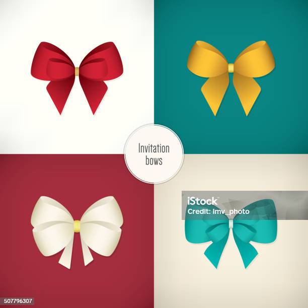 Set Of Colored Bow For Your Invitations Stock Illustration - Download Image Now - Birthday, Birthday Present, Brochure