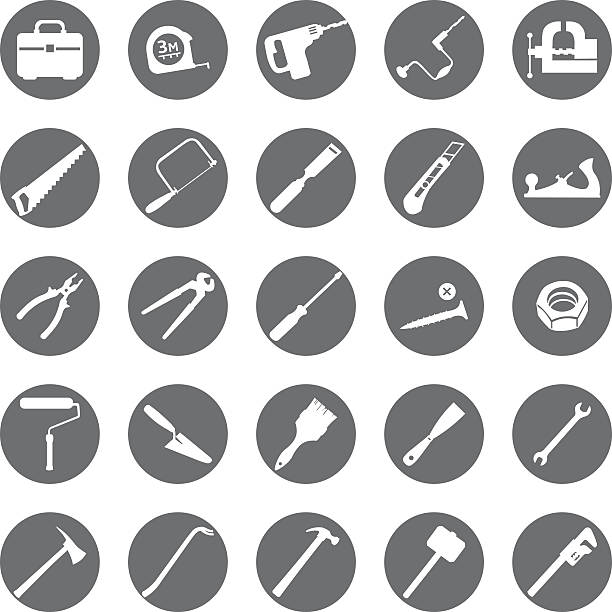 vektor-reihe von ikonen der werkzeuge - armsaw stock-grafiken, -clipart, -cartoons und -symbole