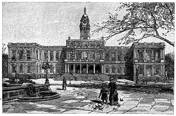 istock Antique illustration of New York city hall 507798114