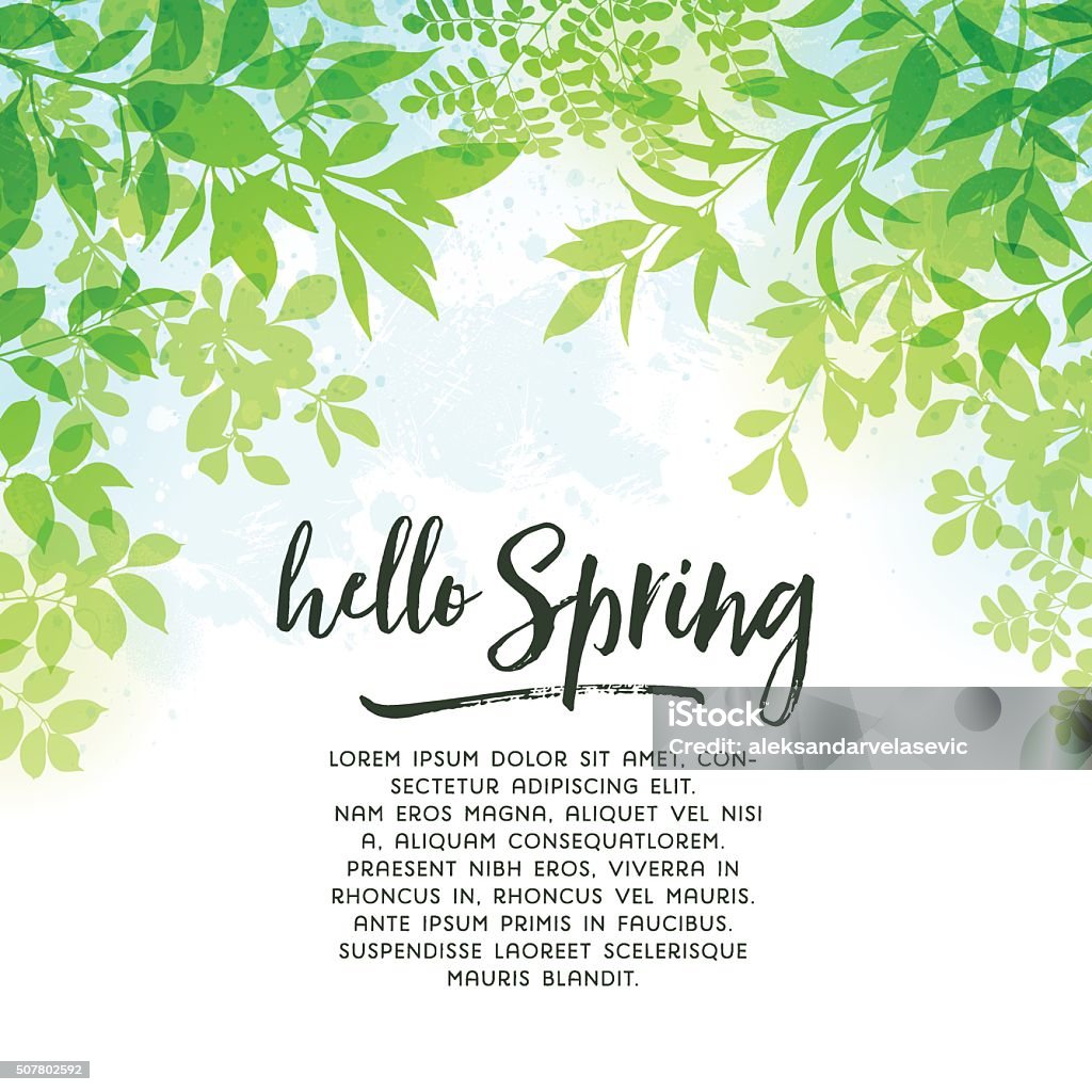 Spring Leaves Background Spring leaves background.EPS 10 file with transparencies.File is layered and global colors used.Hi res jpeg without text included.More works like this linked below.http://www.myimagelinks.com/Lightboxes/spring_files/shapeimage_2.png Leaf stock vector