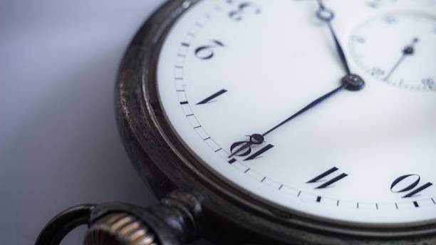 istock Close-up view of a silver pocket watch. 507802772