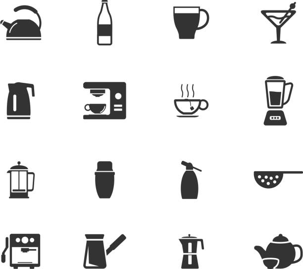 ilustrações, clipart, desenhos animados e ícones de utensílios simplesmente ícones - kettle