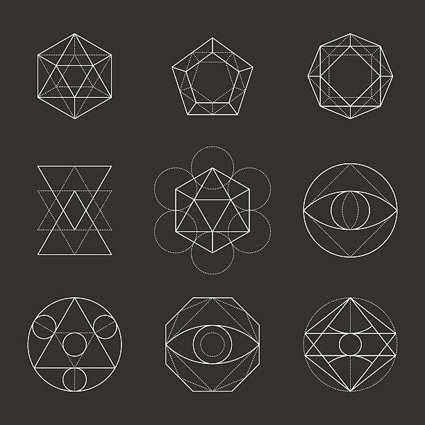 Sacred Geometry Shapes. Spirituality, Alchemy, Religion, Hipster Sacred Geometry Shapes. Spirituality, Alchemy, Religion, Hipster Symbols. Vector. tribal tattoo vector stock illustrations