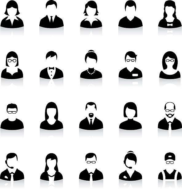 illustrazioni stock, clip art, cartoni animati e icone di tendenza di set di icone piatte avatar business - manager foreman vector characters