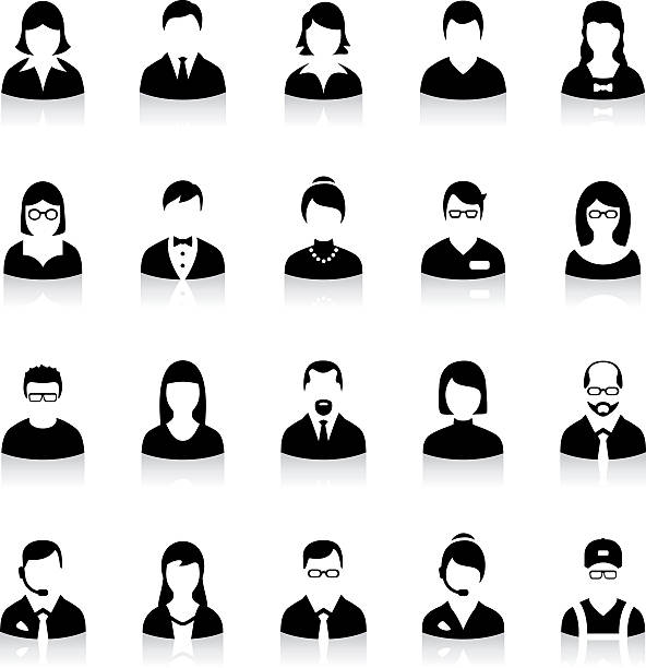 Set of flat business avatar icons Business people avatar icons. Black avatars with shadow. Businessman and businesswoman avatars. businessman symbols stock illustrations