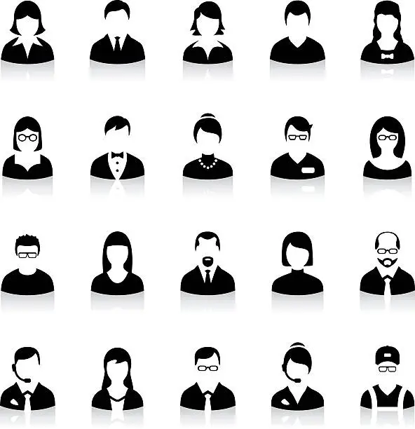 Vector illustration of Set of flat business avatar icons