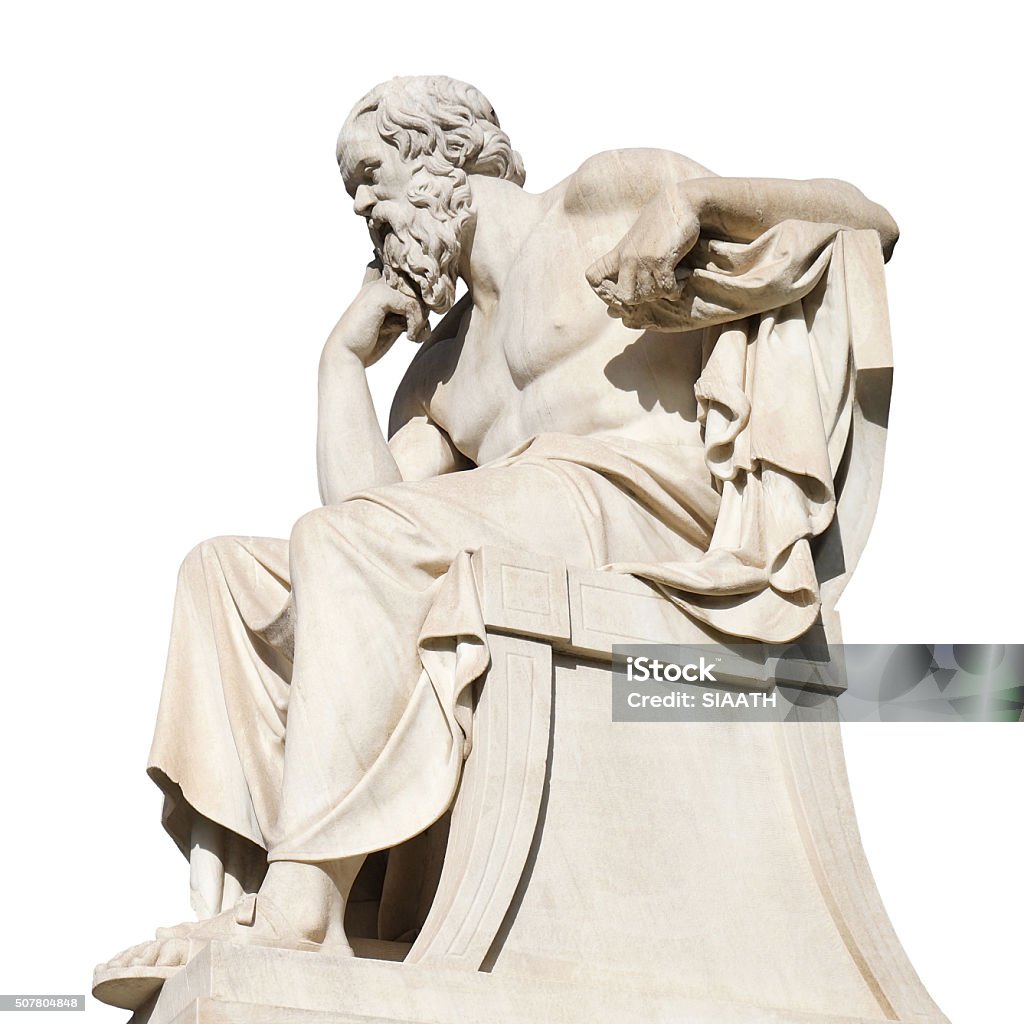 Socrates Statue on Panepistimiou Street Outside the Academy of Athens Socrates Statue on White Background Positioned on Panepistimiou Street Outside the Academy of Athens Statue Stock Photo