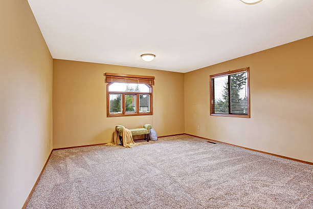 istock Empty bedroom interior in soft peach color with ottoman 507818161