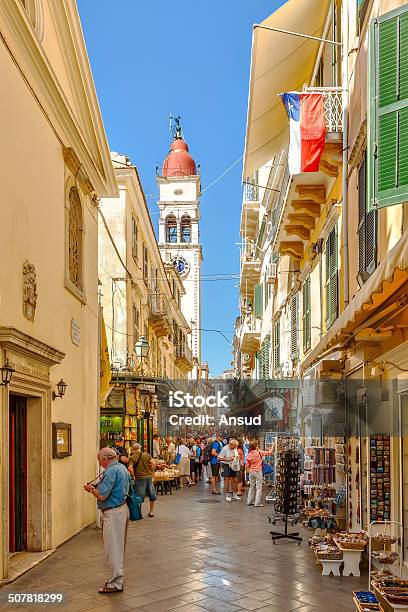 Tourists Walking And Shopping On Narrow Streets Stock Photo - Download Image Now - Ancient, Antique, Architecture