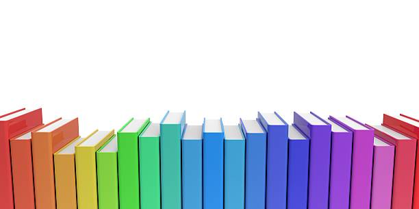 Row stack of colorful books on a plain background Row stack of colorful books on a plain background rows of books stock pictures, royalty-free photos & images