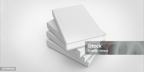 Twisted White Four Books On Plain Background Stock Photo - Download Image Now - Four Objects, Hardcover Book, White Color