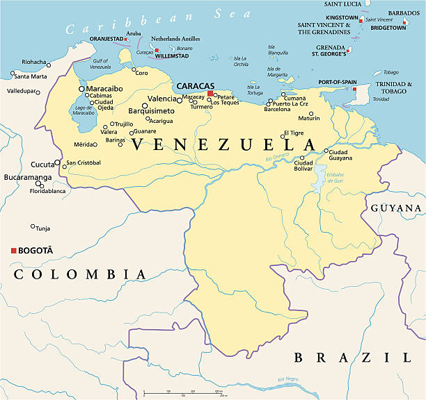 ilustraciones, imágenes clip art, dibujos animados e iconos de stock de mapa político de venezuela - venezuela