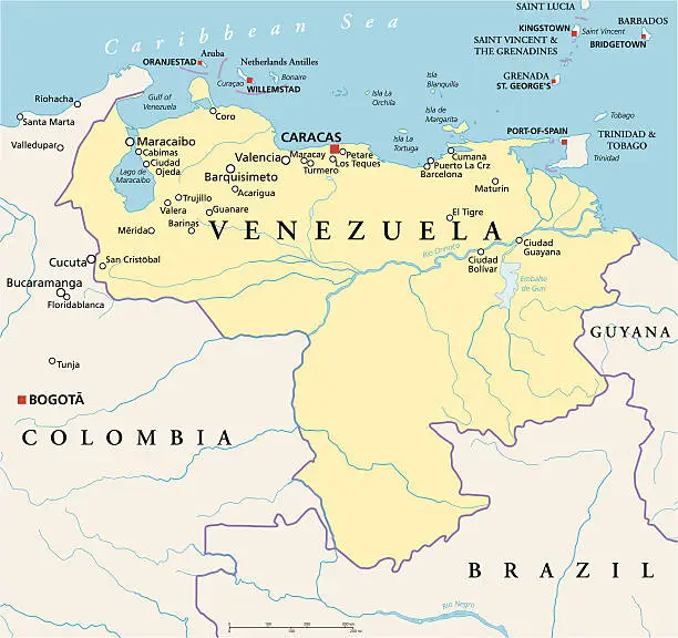 Vector illustration of Venezuela Political Map