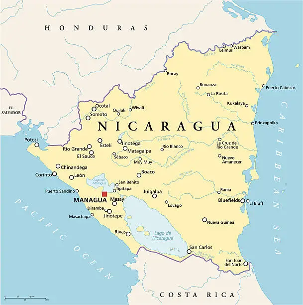 Vector illustration of Nicaragua Political Map