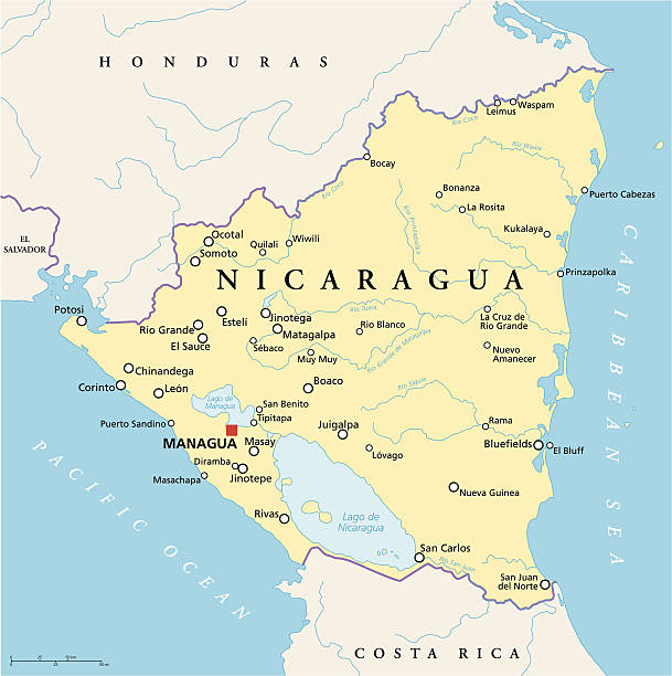 nicaragua political map - 尼加拉瓜 幅插畫檔、美工圖案、卡通及圖標