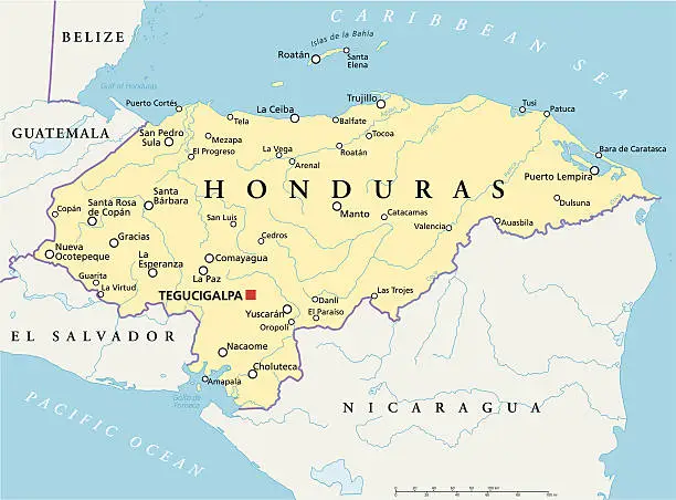 Vector illustration of Honduras Political Map