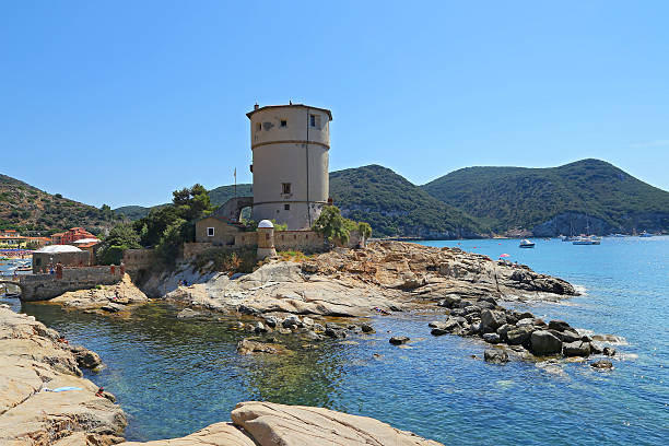 Torre del Campese, Ilha de Giglio, Toscana, Itália - fotografia de stock