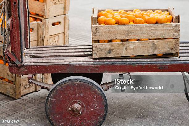 Produce Dolly At The Farmers Market Stock Photo - Download Image Now - Agricultural Equipment, Antique, Basket