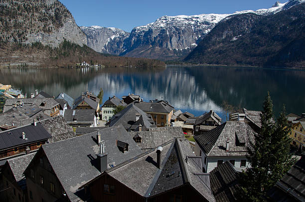 istock Village with lake and Alps background 507820033