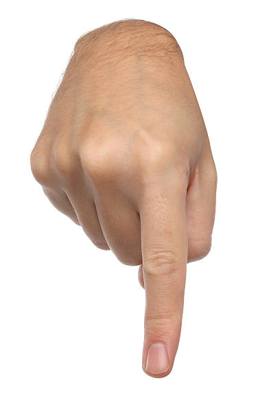 istock Hand signs. Male finger pointing down. Isolated 507821475