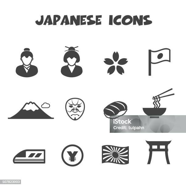 Japanese Icons Stock Illustration - Download Image Now - Illustration, Kabuki, Adult