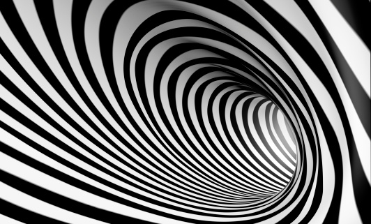3d abstract spiral background in black and white
