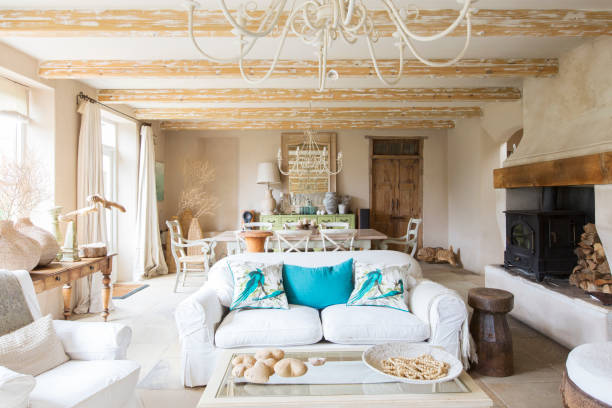 istock Living and dining area in rustic house 507831647
