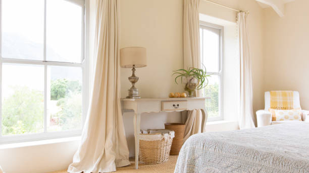 istock Curtain and vanity table in rustic bedroom 507831697